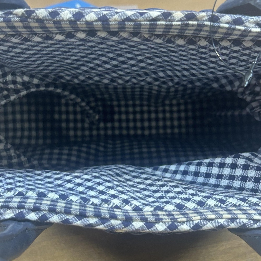 Talbots Top Handle Bag Womens Small Blue Woven Plastic Gingham Lined Purse - Picture 3 of 9